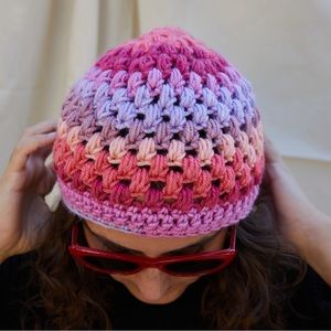 Posh Pink Cinnamon Swirl Handmade Crochet Beanie